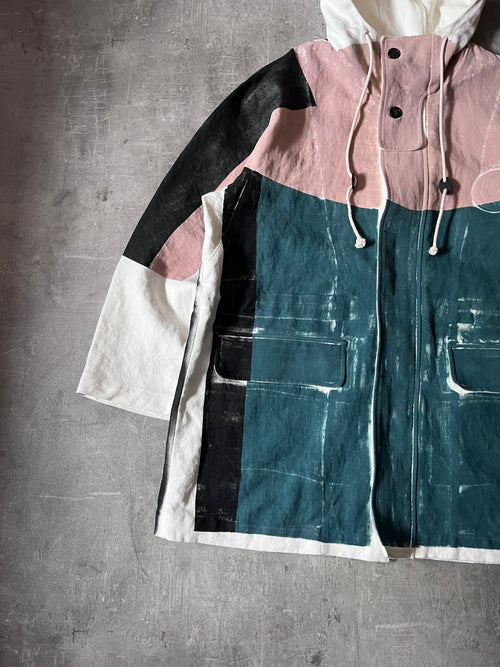 2020 Loewe by Jonathan Anderson ELN Woven Parka Linen Oversize Jacket Multicolor Men - S