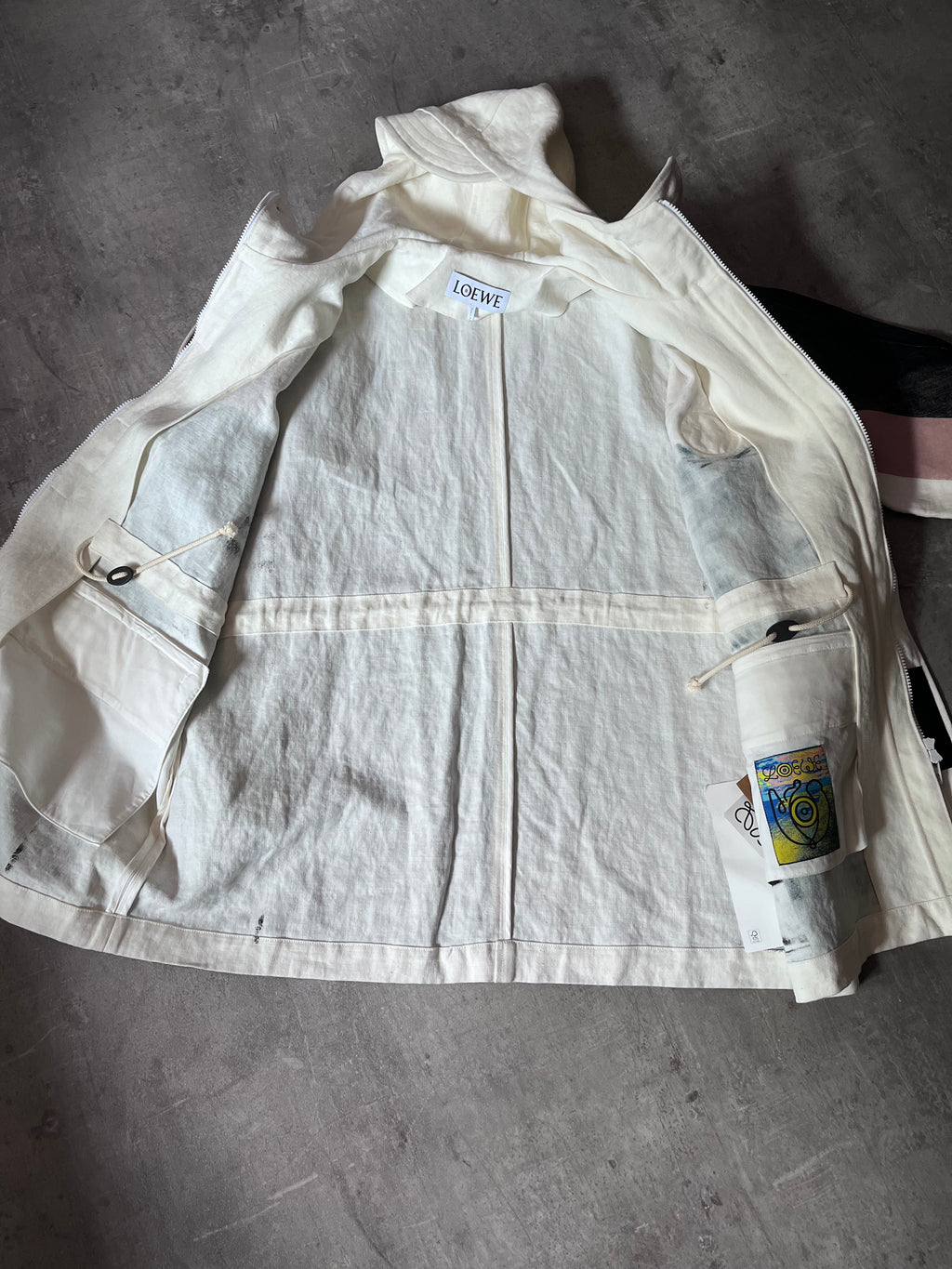 2020 Loewe by Jonathan Anderson ELN Woven Parka Linen Oversize Jacket Multicolor Men - S