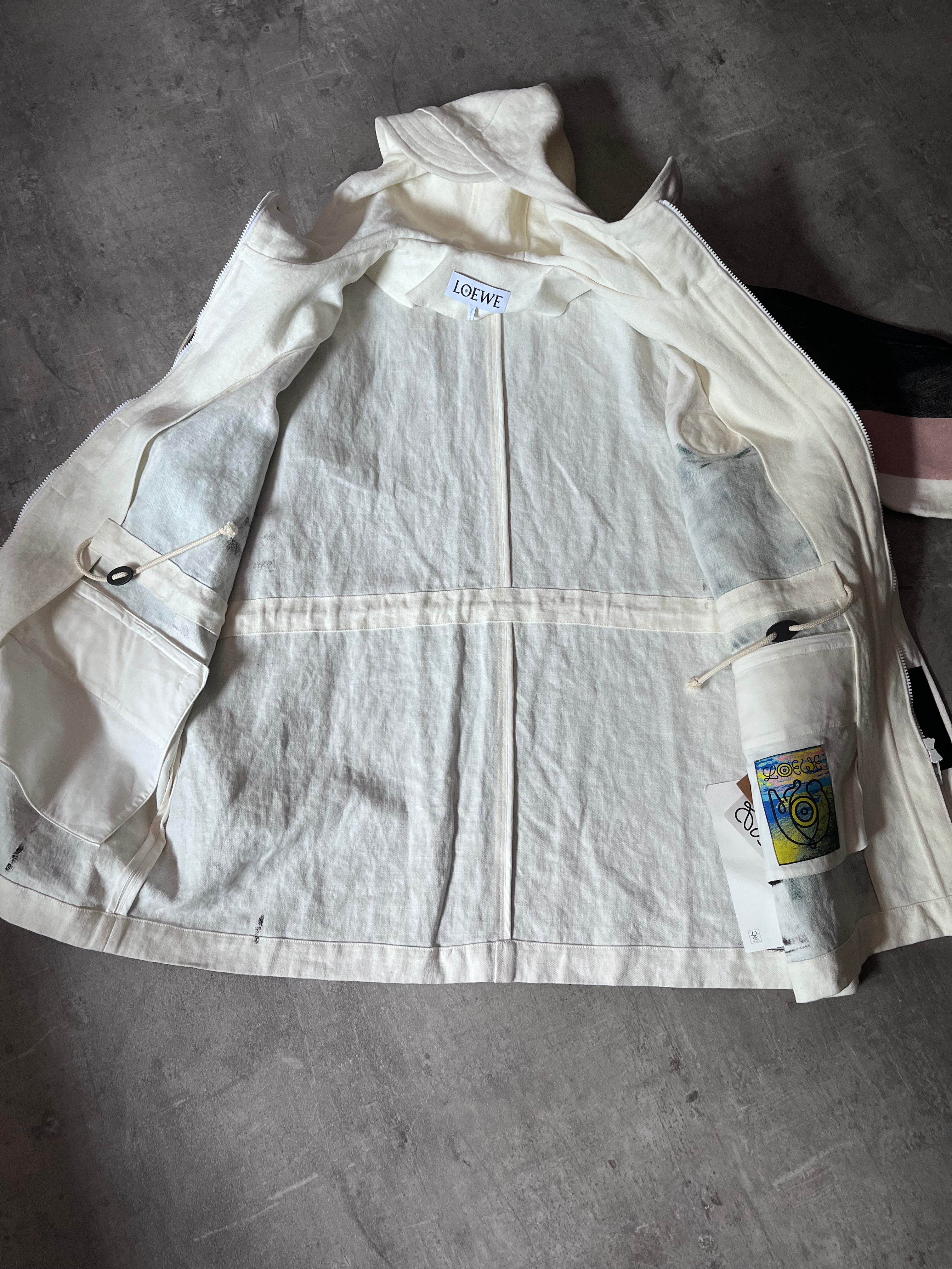 2020 Loewe by Jonathan Anderson ELN Woven Parka Linen Oversize Jacket Multicolor Men - S