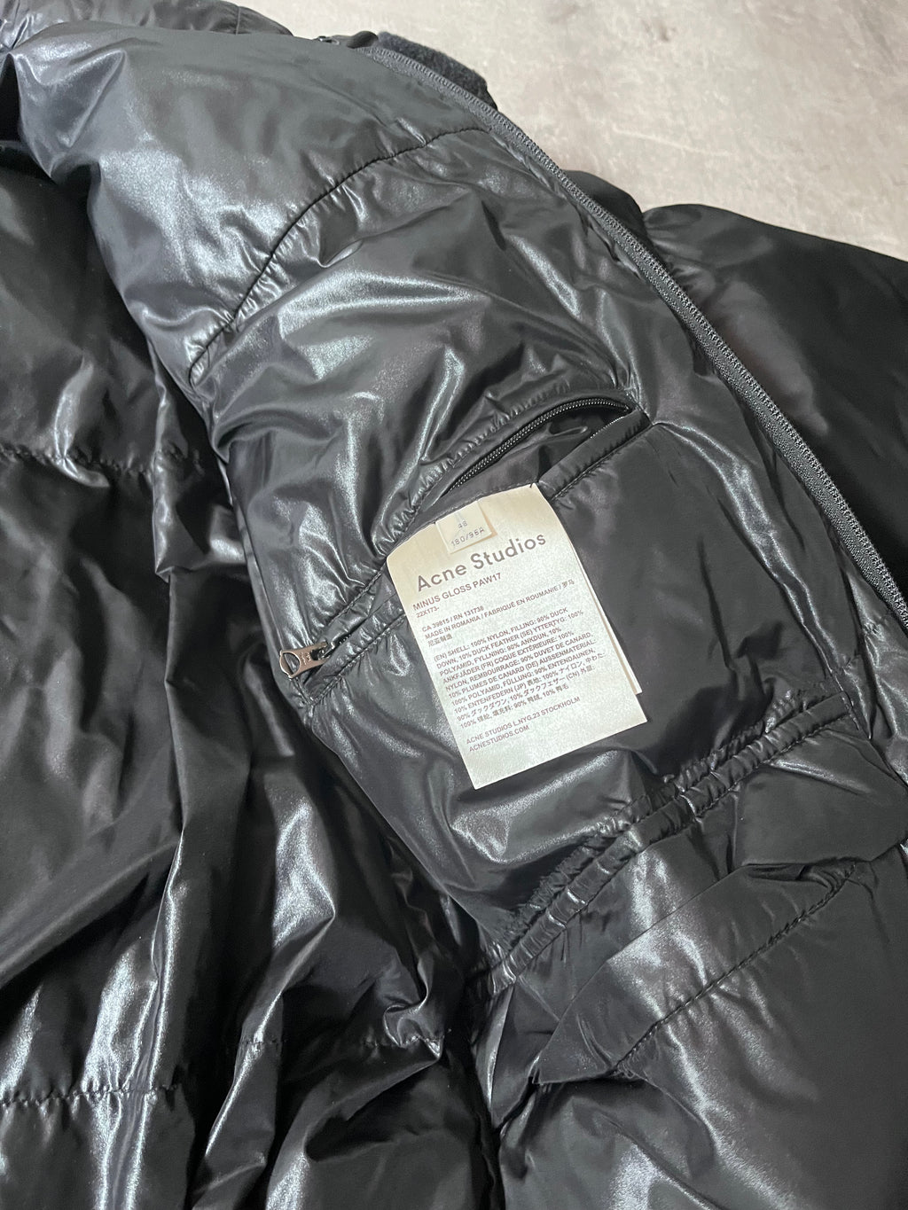 F/W 2017 Acne Studios MInus Gloss Down Puffer Jacket Black Men -  M