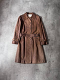 Miu Miu Vintage Suede Leather Belter Trench Coat Brown Women - S