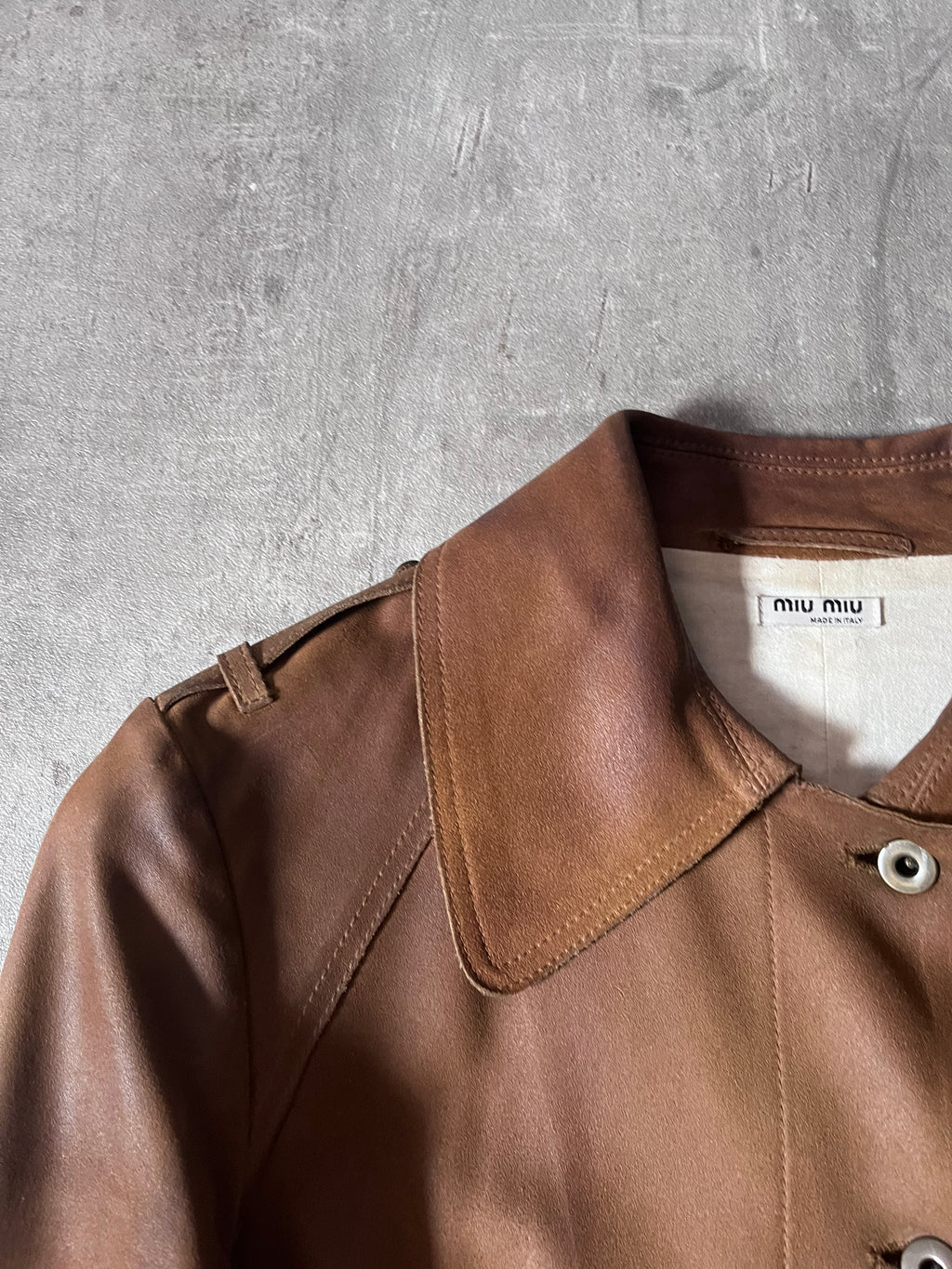 Miu Miu Vintage Suede Leather Belter Trench Coat Brown Women - S
