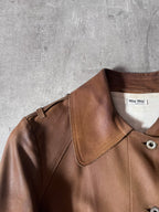 Miu Miu Vintage Suede Leather Belter Trench Coat Brown Women - S