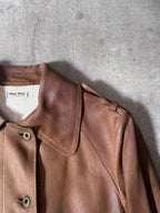 Miu Miu Vintage Suede Leather Belter Trench Coat Brown Women - S
