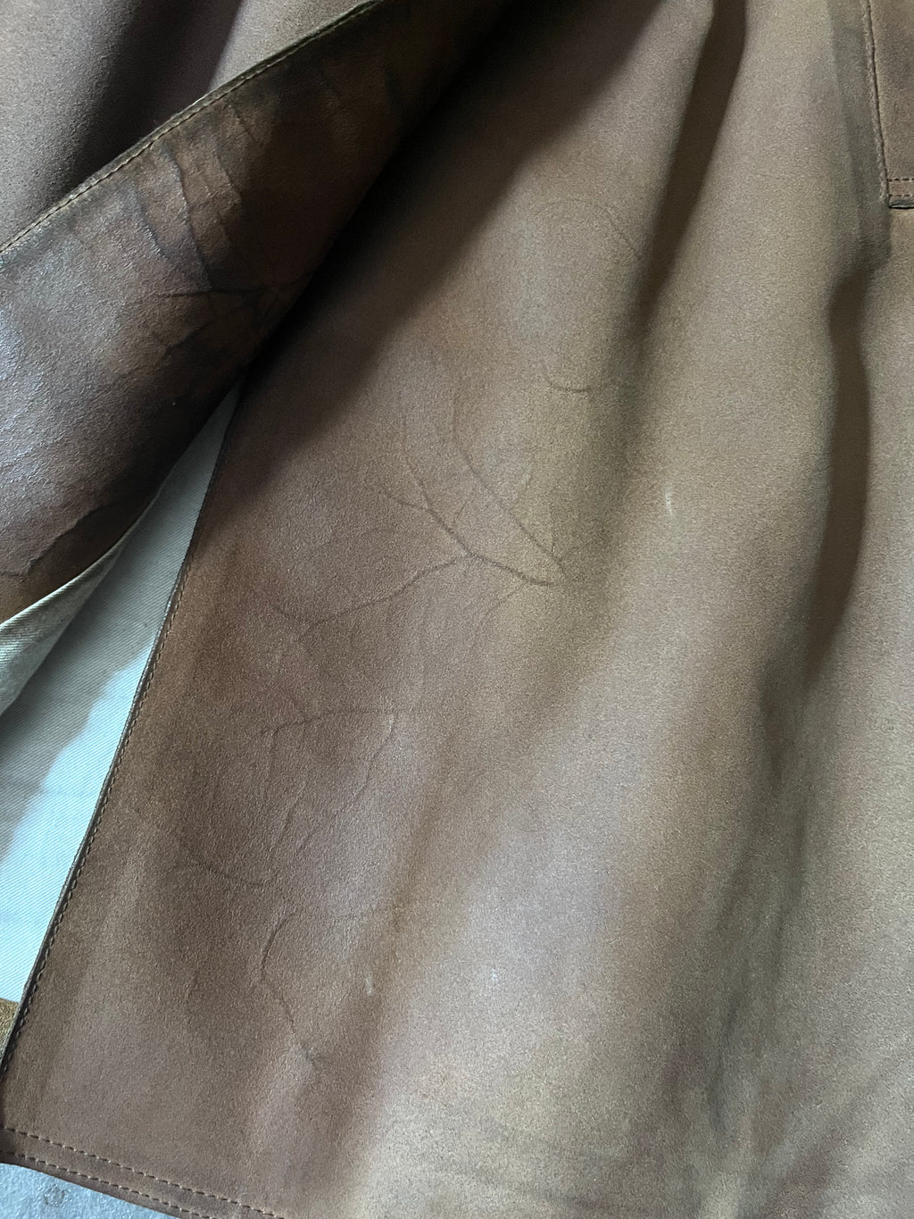 Miu Miu Vintage Suede Leather Belter Trench Coat Brown Women - S