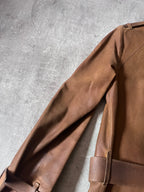 Miu Miu Vintage Suede Leather Belter Trench Coat Brown Women - S