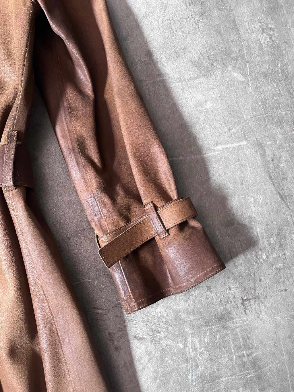 Miu Miu Vintage Suede Leather Belter Trench Coat Brown Women - S