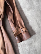 Miu Miu Vintage Suede Leather Belter Trench Coat Brown Women - S