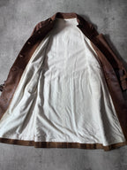 Miu Miu Vintage Suede Leather Belter Trench Coat Brown Women - S