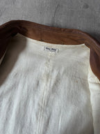 Miu Miu Vintage Suede Leather Belter Trench Coat Brown Women - S