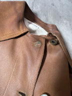Miu Miu Vintage Suede Leather Belter Trench Coat Brown Women - S