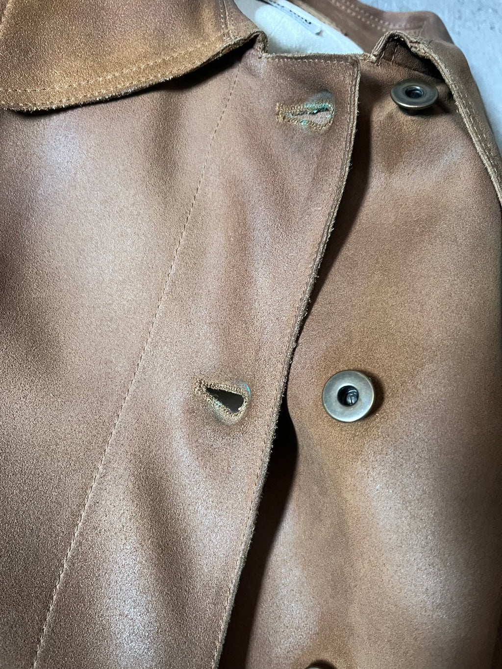Miu Miu Vintage Suede Leather Belter Trench Coat Brown Women - S