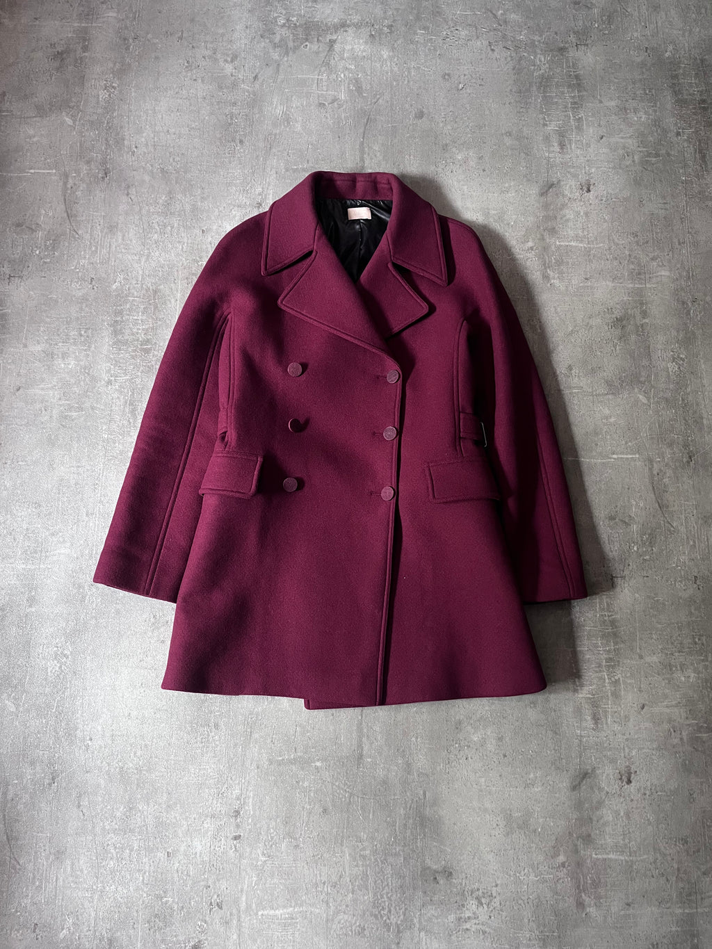 Alaia Double Breasted Wool Coat Burgundy Women - M
