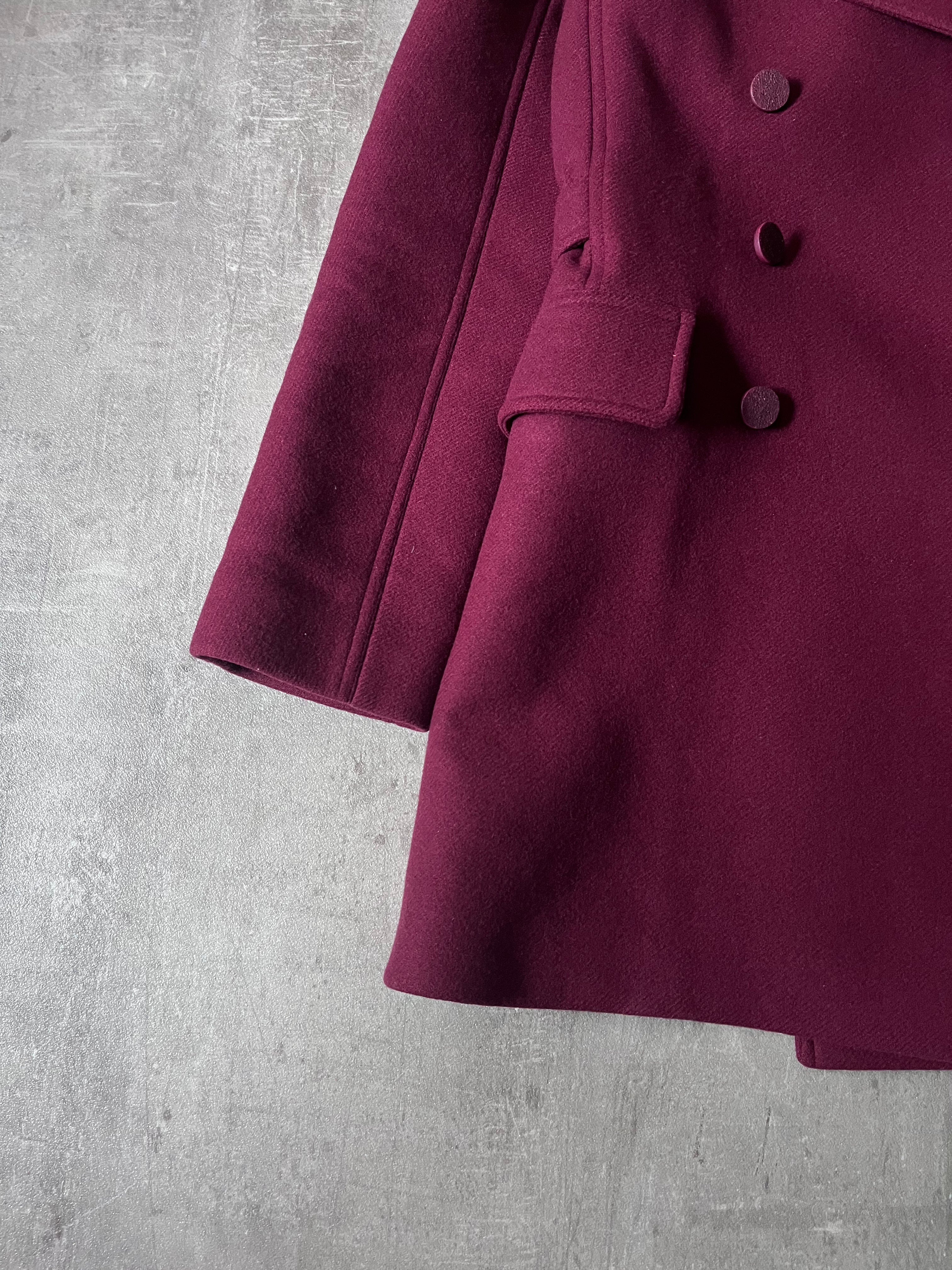 Alaia Double Breasted Wool Coat Burgundy Women - M