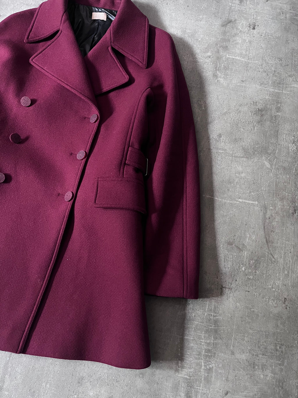 Alaia Double Breasted Wool Coat Burgundy Women - M