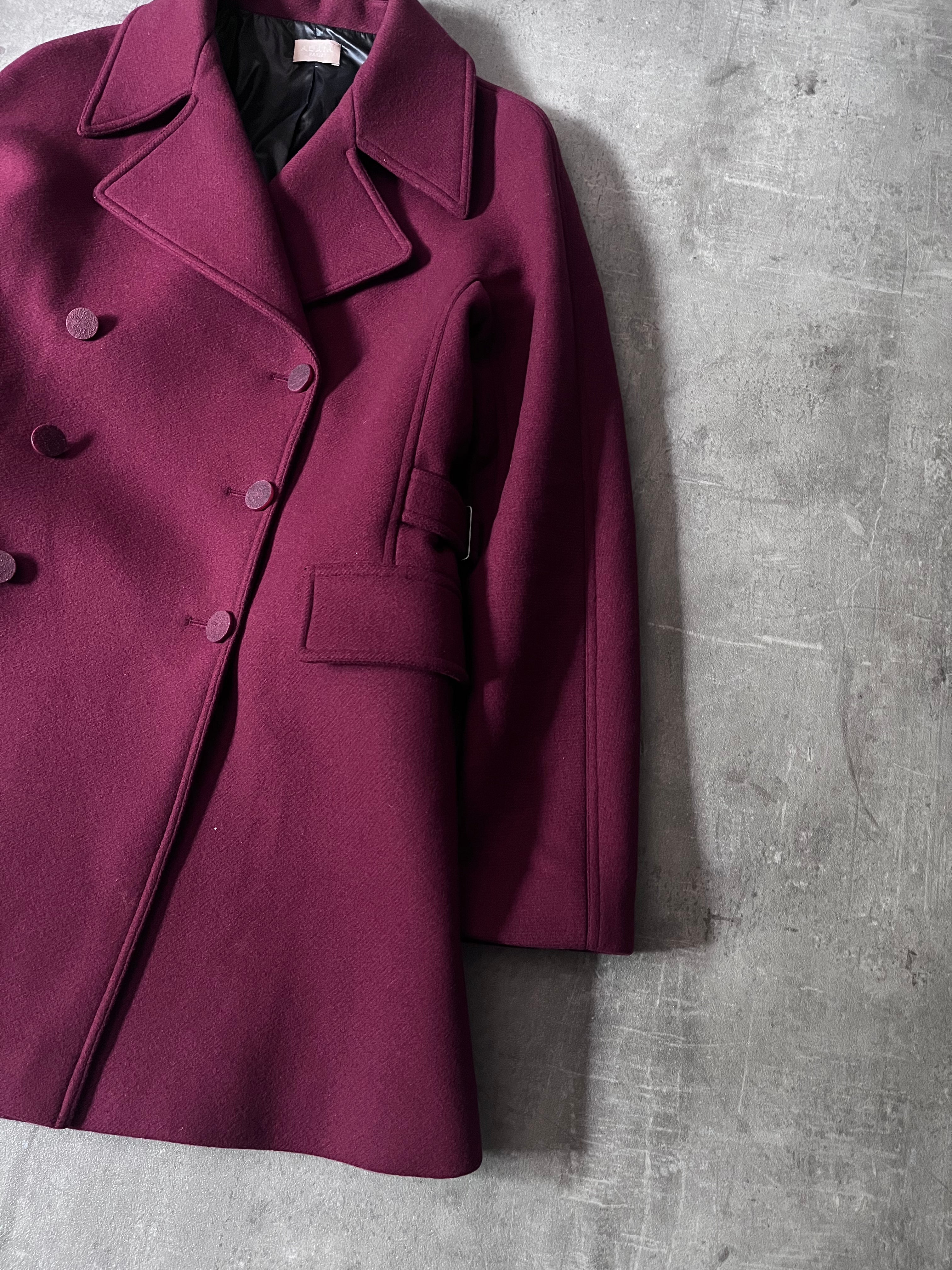 Alaia Double Breasted Wool Coat Burgundy Women - M