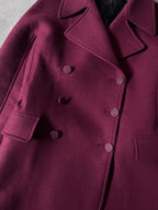 Alaia Double Breasted Wool Coat Burgundy Women - M