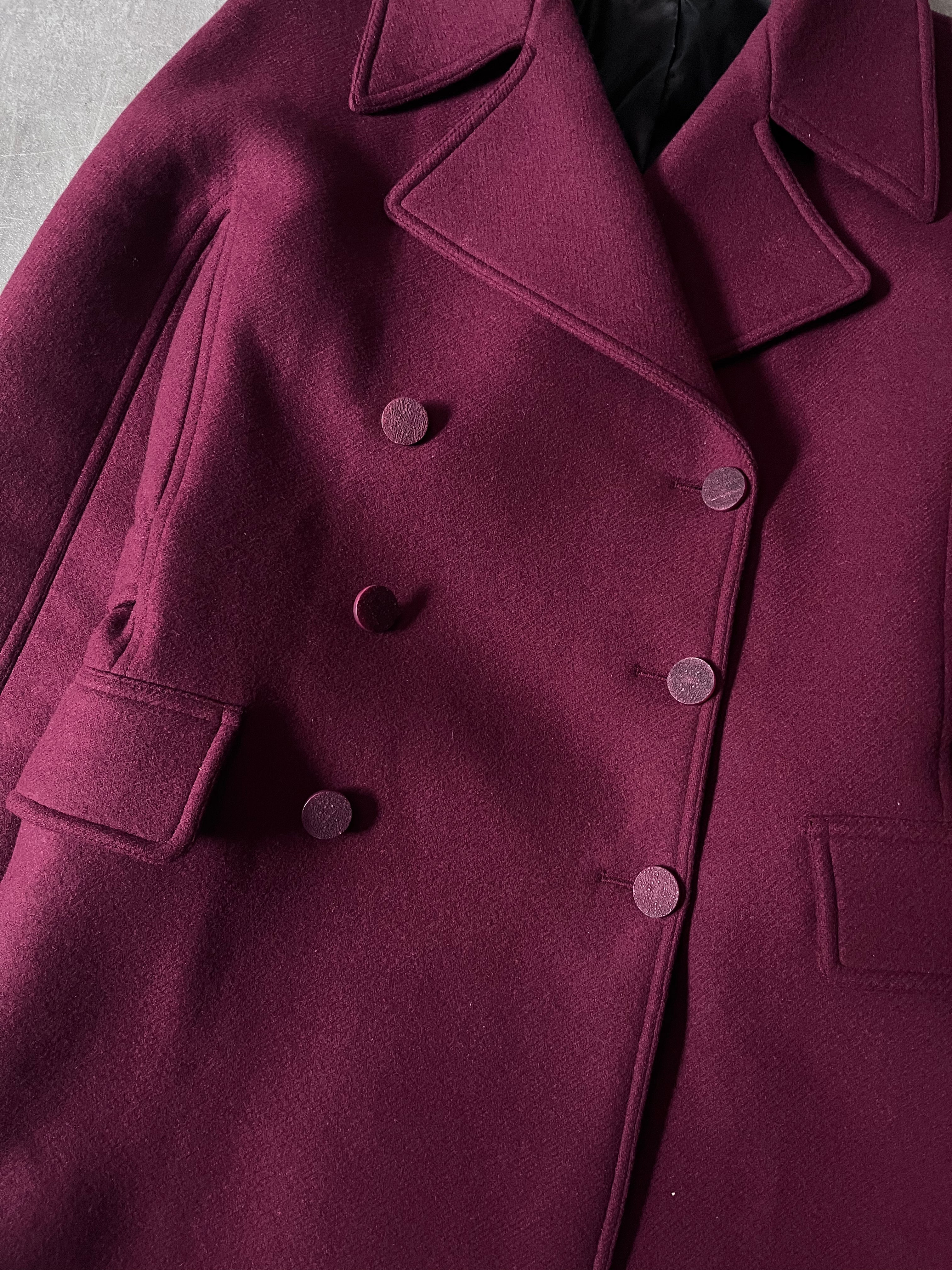 Alaia Double Breasted Wool Coat Burgundy Women - M