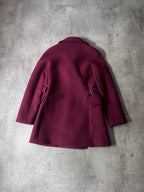 Alaia Double Breasted Wool Coat Burgundy Women - M