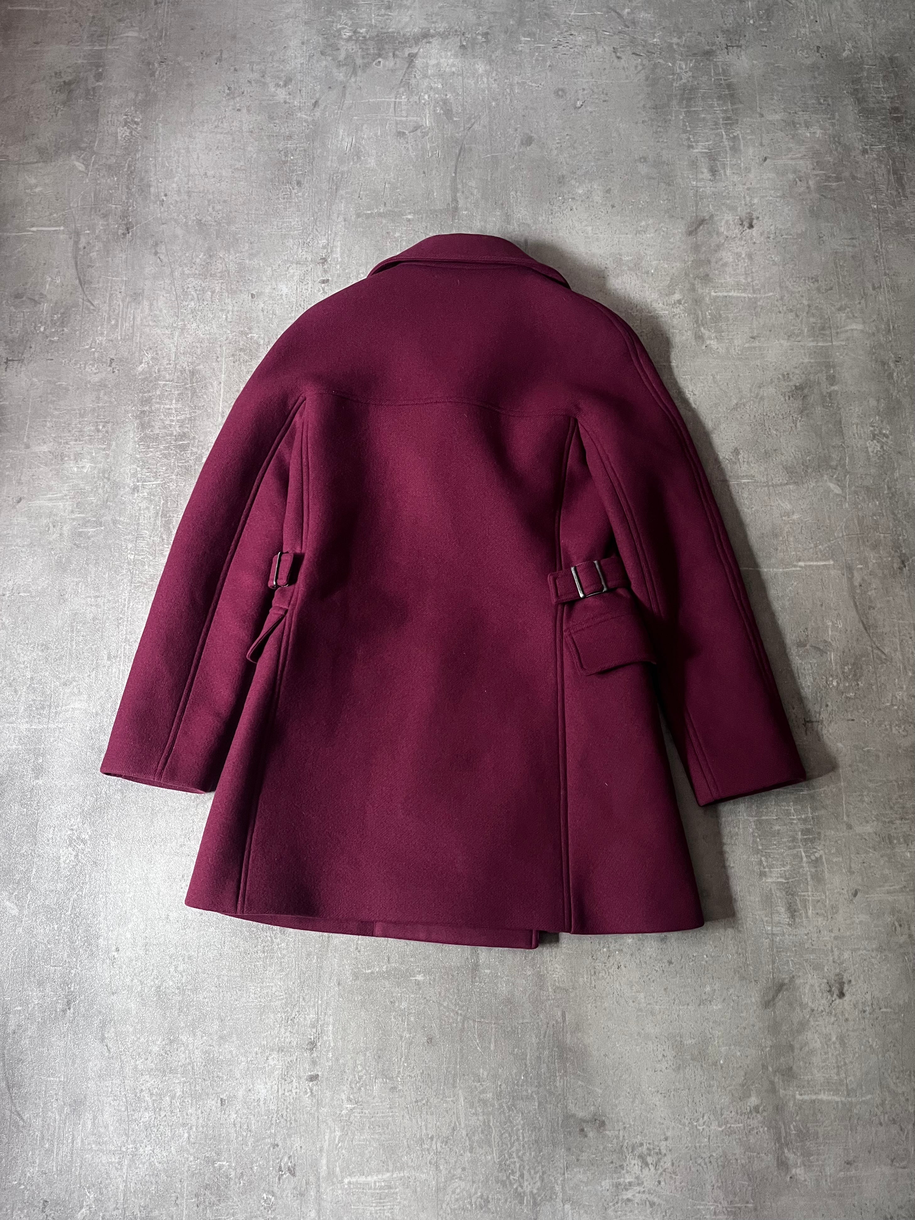 Alaia Double Breasted Wool Coat Burgundy Women - M