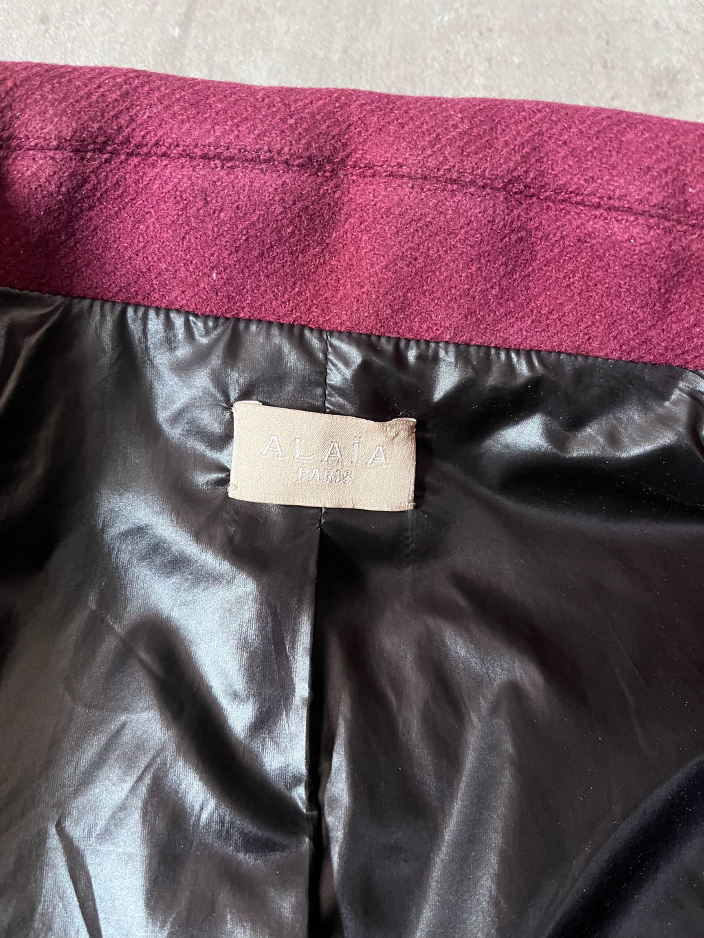Alaia Double Breasted Wool Coat Burgundy Women - M