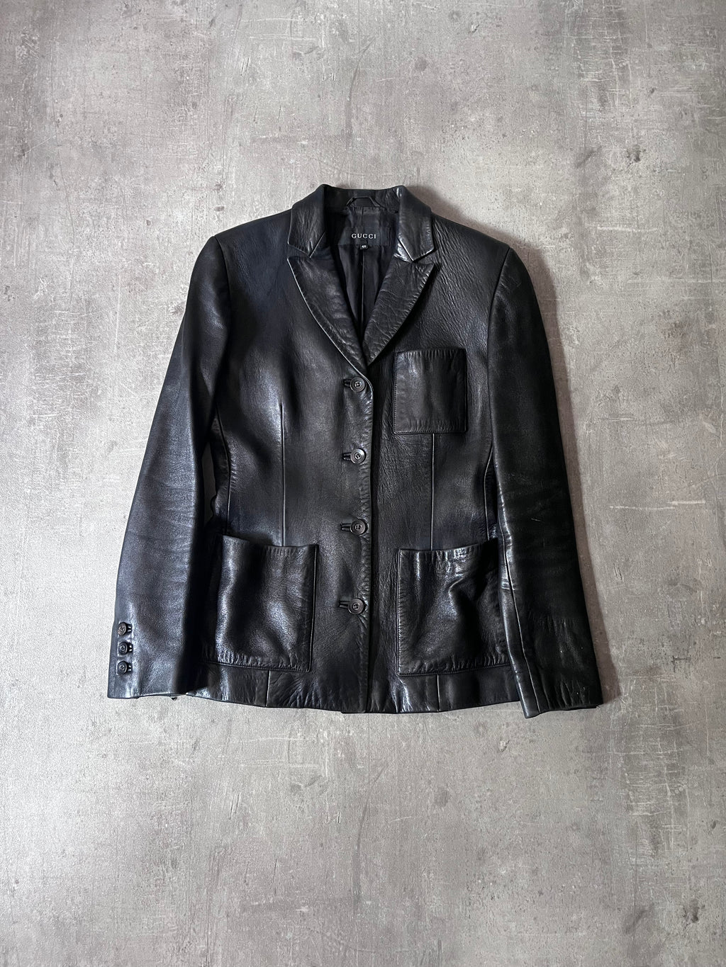 F/W 1998 Gucci by Tom Ford Leather Blazer Jacket Black Women - S