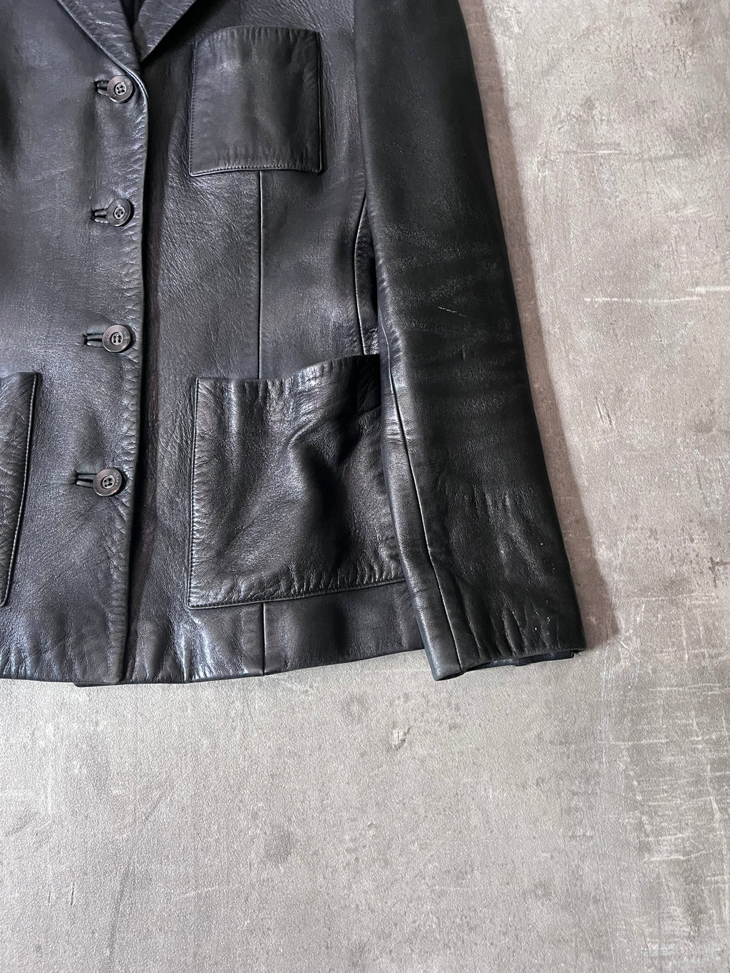 F/W 1998 Gucci by Tom Ford Leather Blazer Jacket Black Women - S