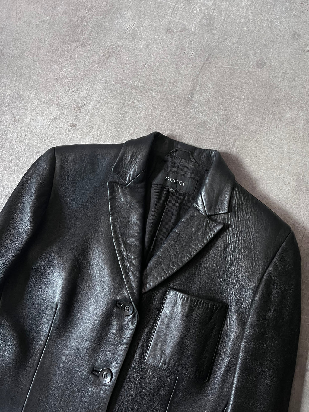 F/W 1998 Gucci by Tom Ford Leather Blazer Jacket Black Women - S