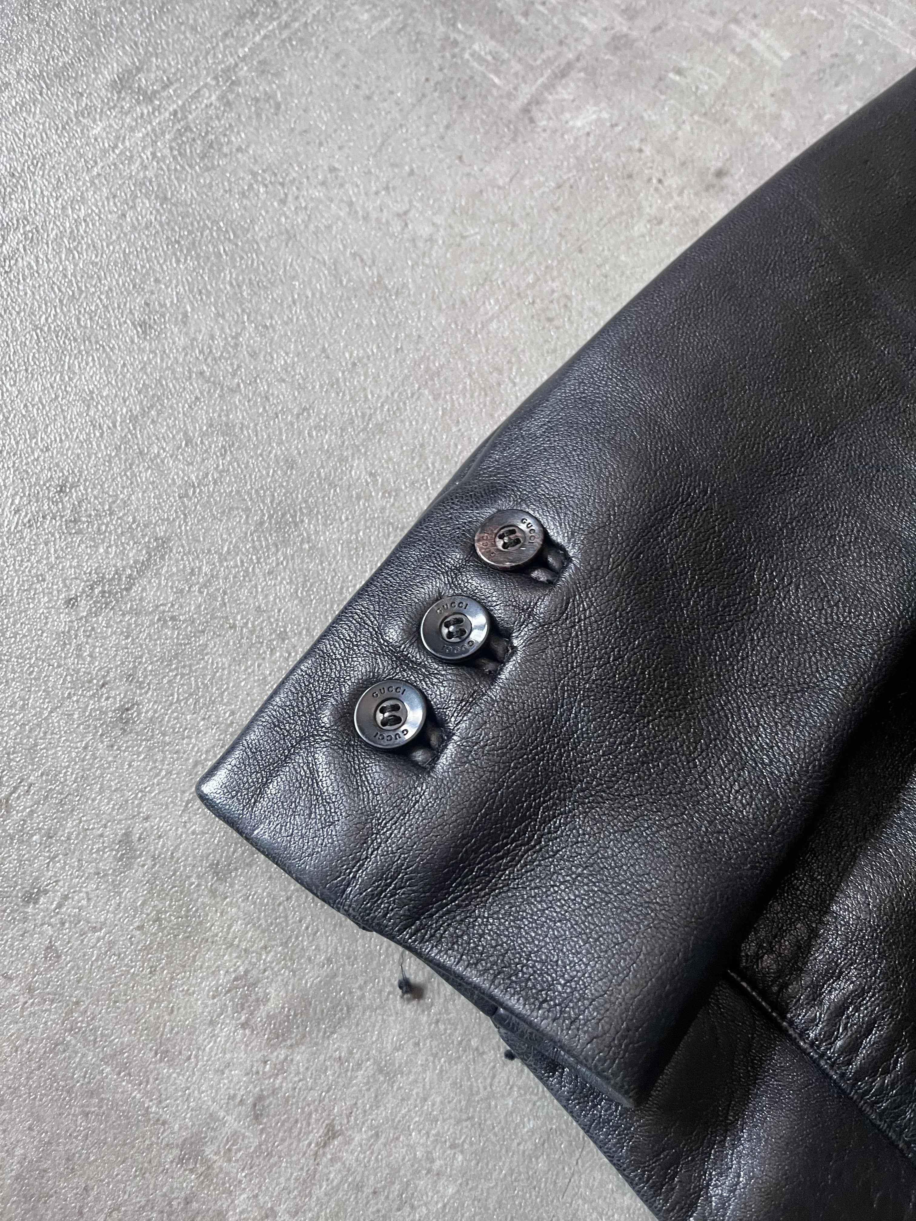 F/W 1998 Gucci by Tom Ford Leather Blazer Jacket Black Women - S