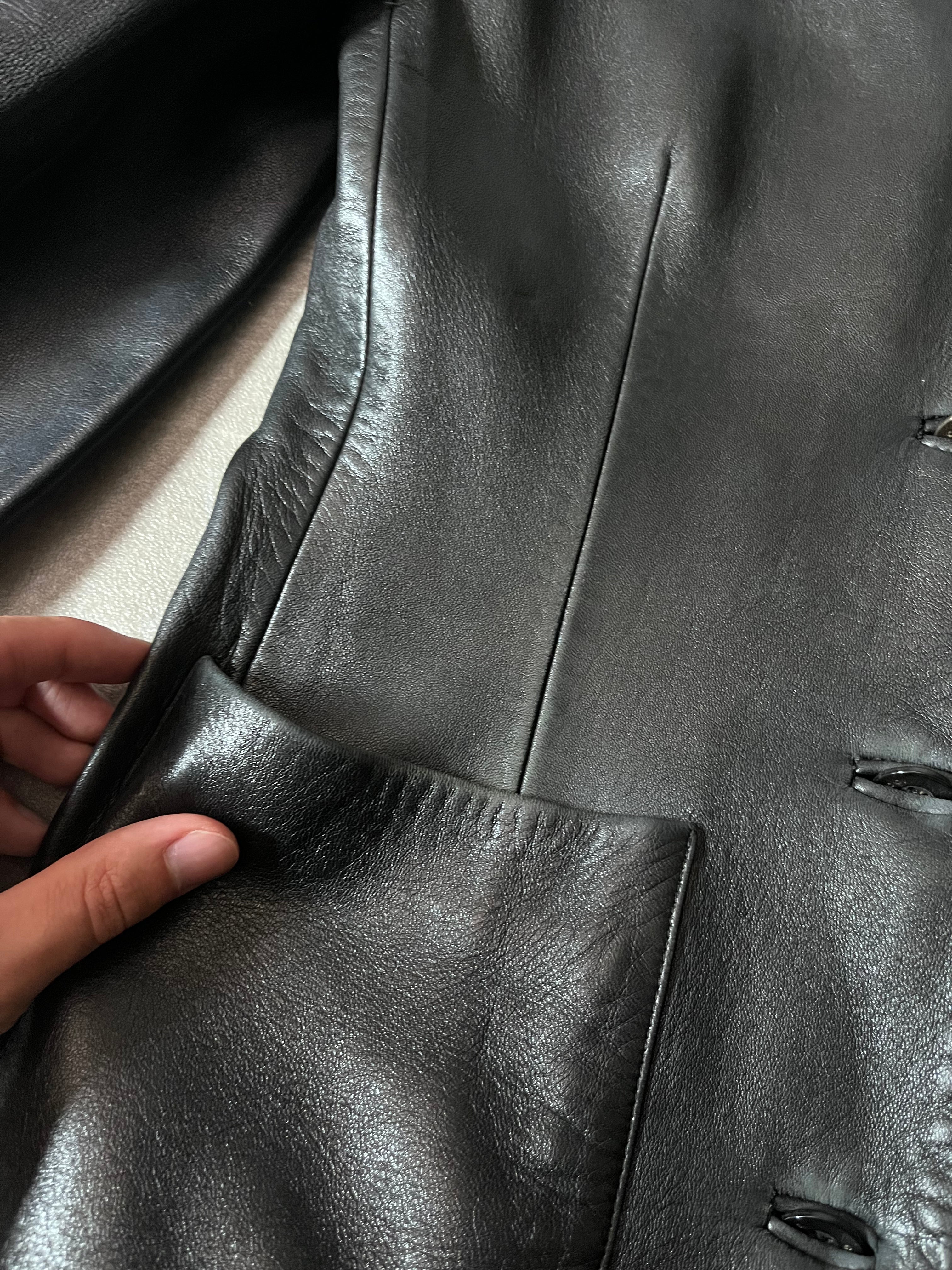 F/W 1998 Gucci by Tom Ford Leather Blazer Jacket Black Women - S