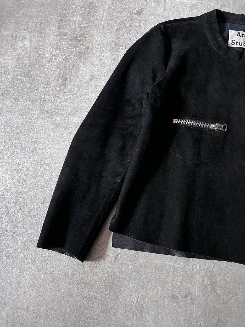 S/S 2014 Acne Studios Monte Suede Leather Side Zip Jacket Black Women - XS