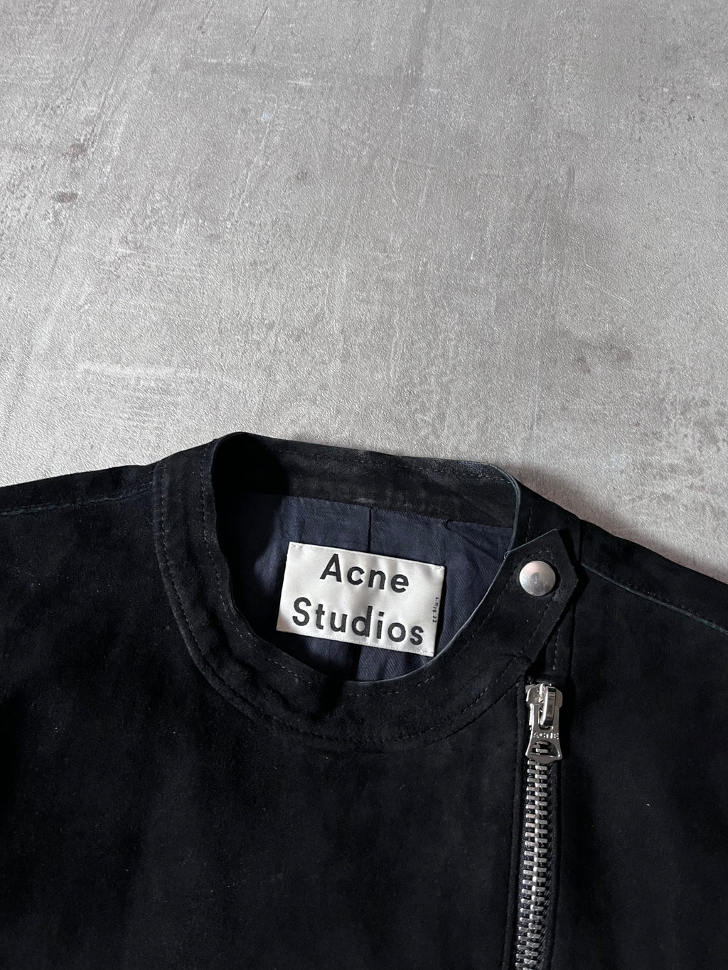 S/S 2014 Acne Studios Monte Suede Leather Side Zip Jacket Black Women - XS