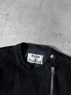 S/S 2014 Acne Studios Monte Suede Leather Side Zip Jacket Black Women - XS