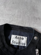 S/S 2014 Acne Studios Monte Suede Leather Side Zip Jacket Black Women - XS