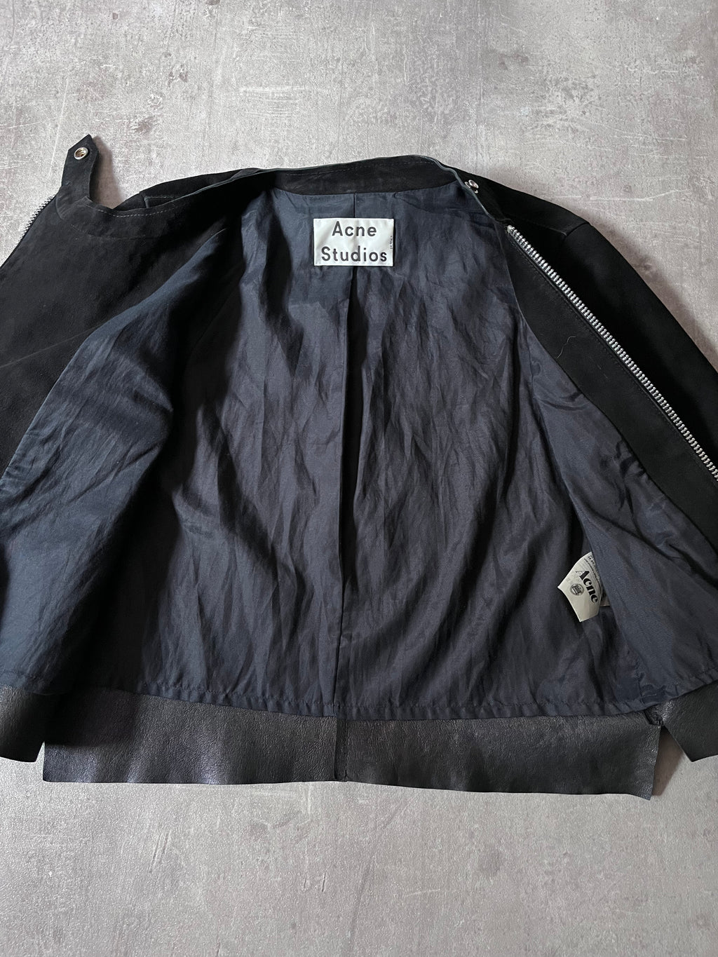 S/S 2014 Acne Studios Monte Suede Leather Side Zip Jacket Black Women - XS