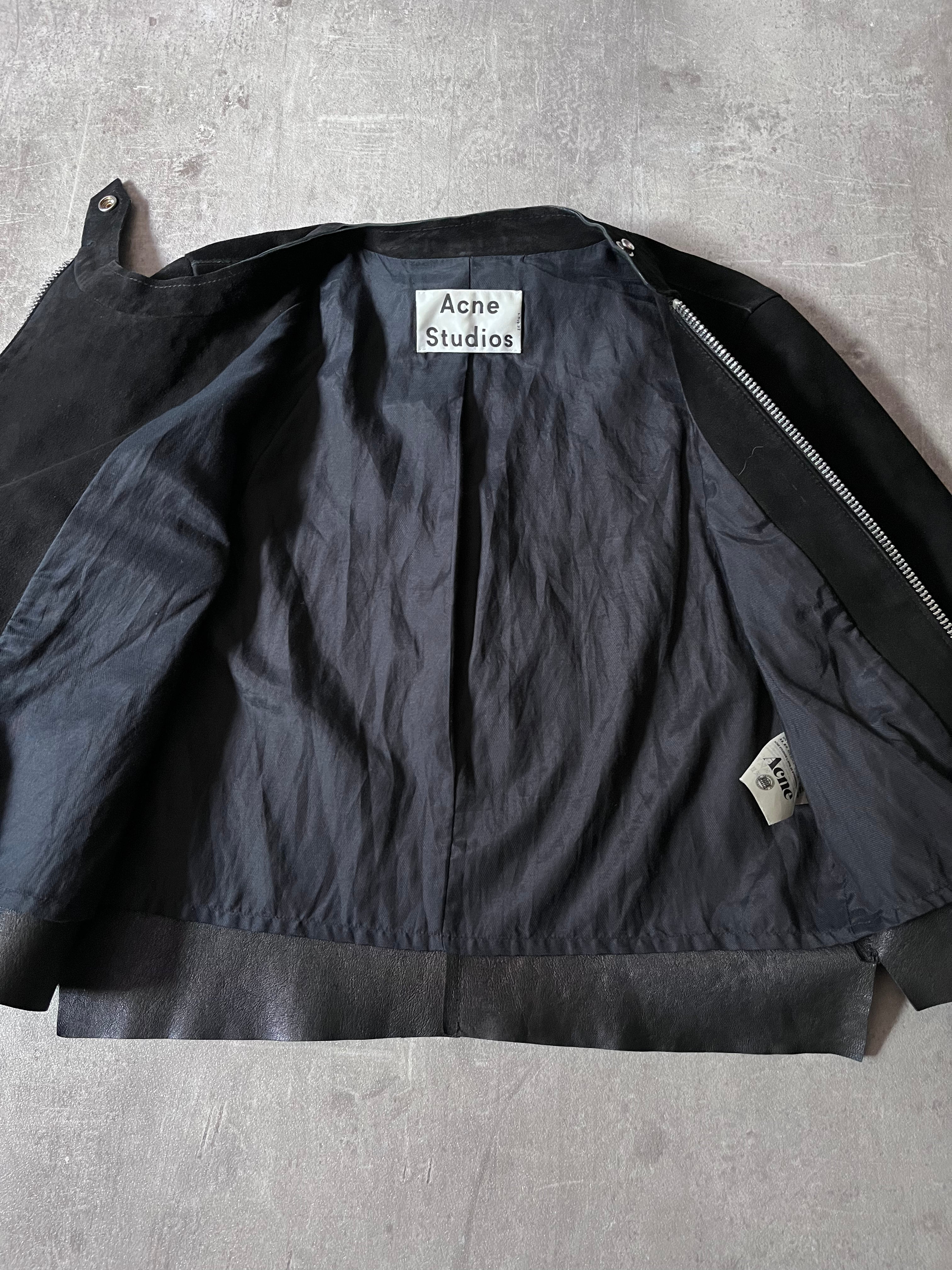 S/S 2014 Acne Studios Monte Suede Leather Side Zip Jacket Black Women - XS