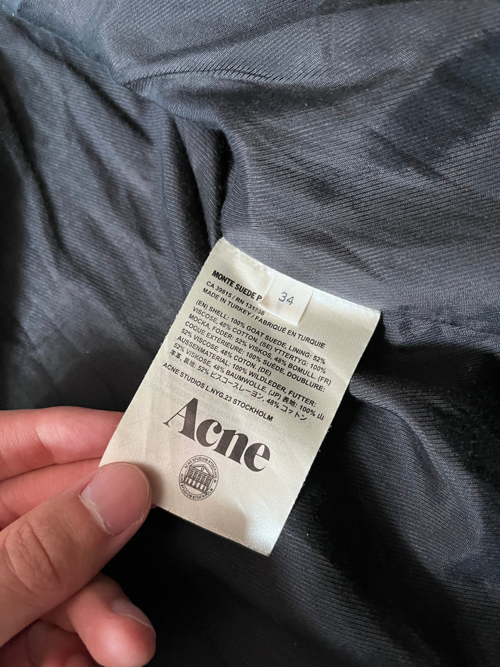 S/S 2014 Acne Studios Monte Suede Leather Side Zip Jacket Black Women - XS