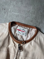 Prada Vintage Short Sleeve Leather Cropped Jacket Beige Women - L
