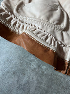 Prada Vintage Short Sleeve Leather Cropped Jacket Beige Women - L
