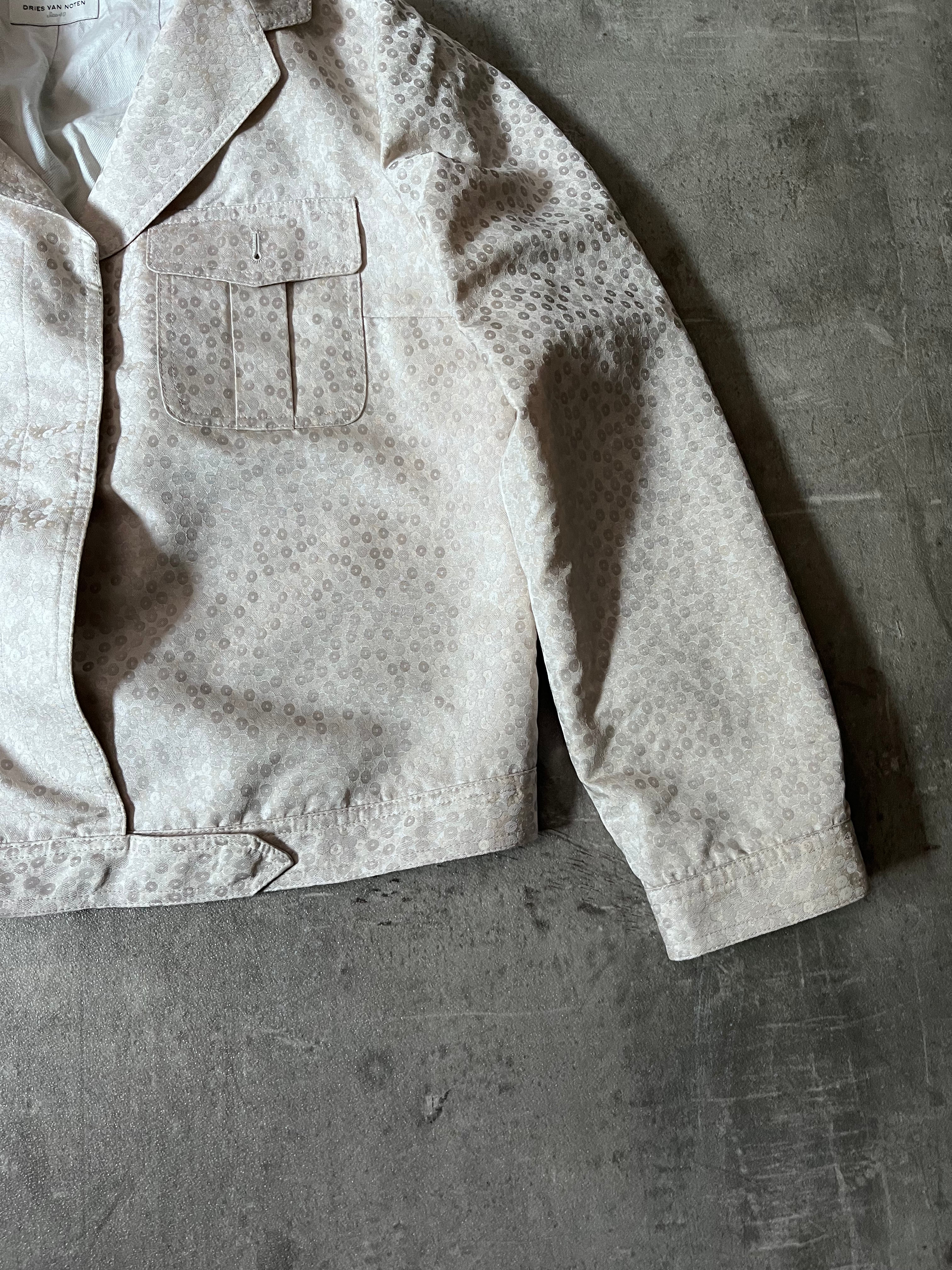 Dries Van Noten Polka Dot Silk Jacket Beige/White Women - L