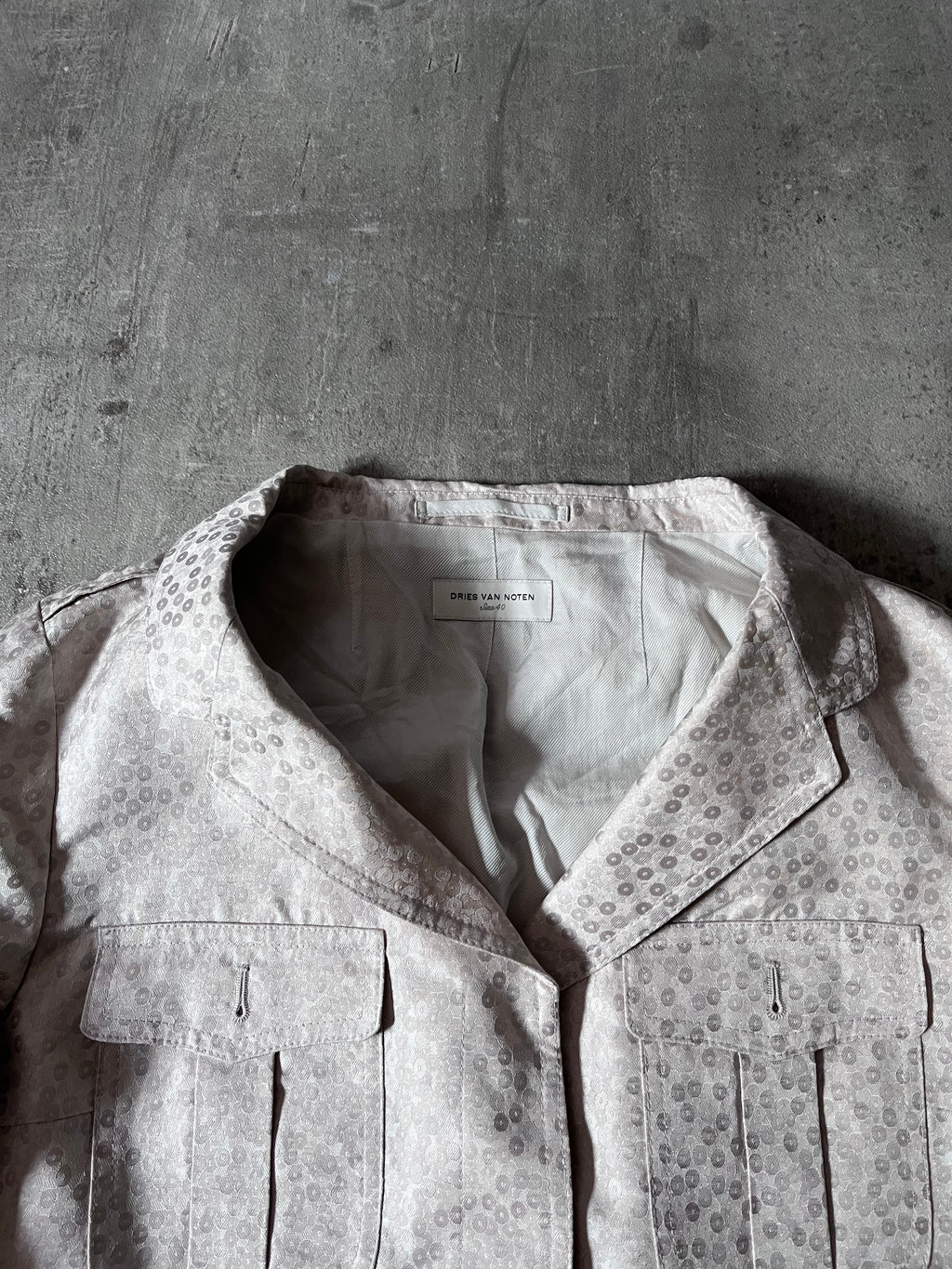Dries Van Noten Polka Dot Silk Jacket Beige/White Women - L