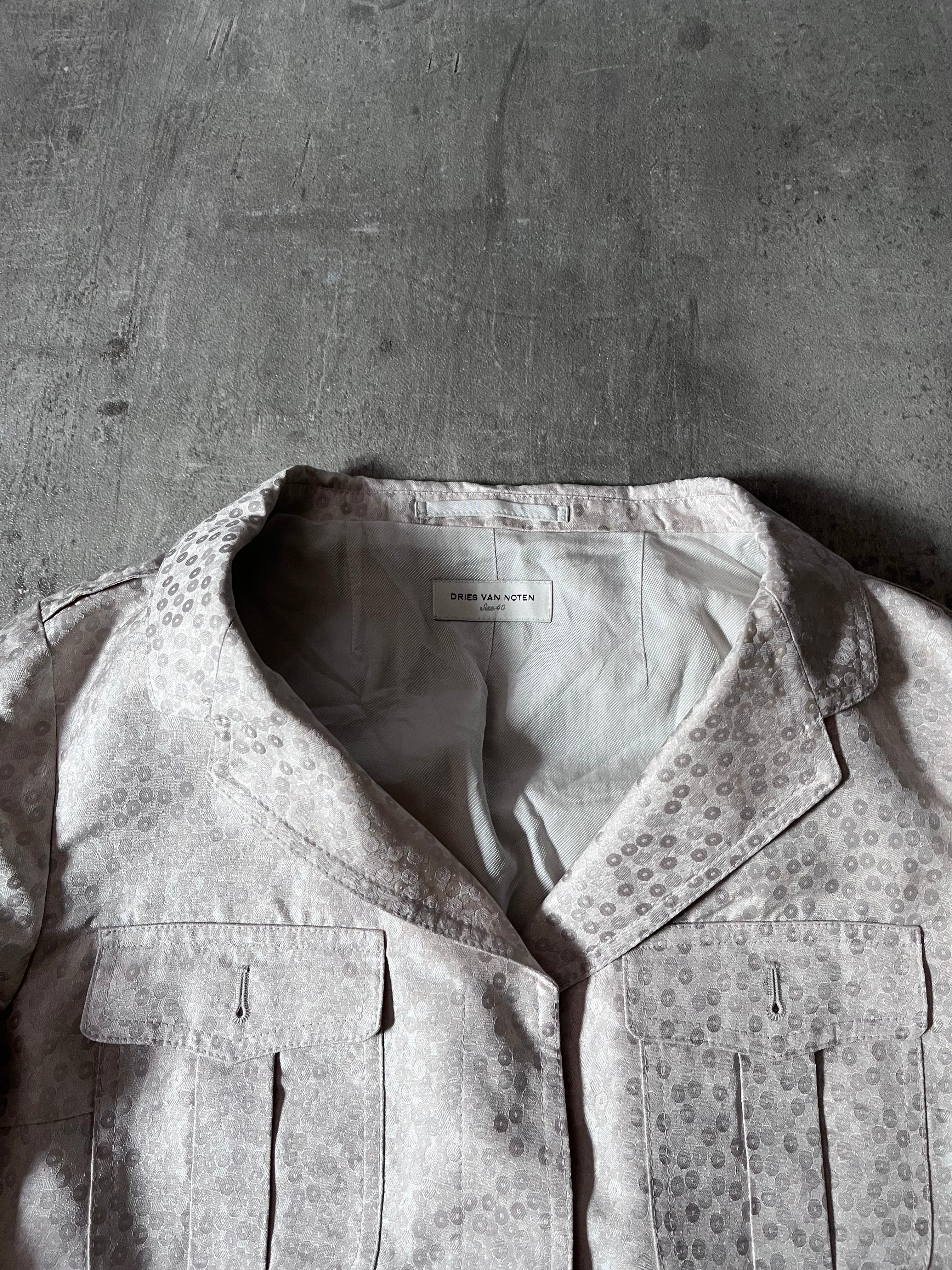 Dries Van Noten Polka Dot Silk Jacket Beige/White Women - L
