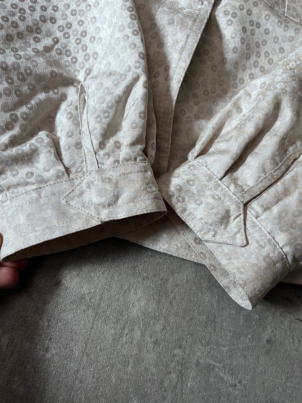 Dries Van Noten Polka Dot Silk Jacket Beige/White Women - L