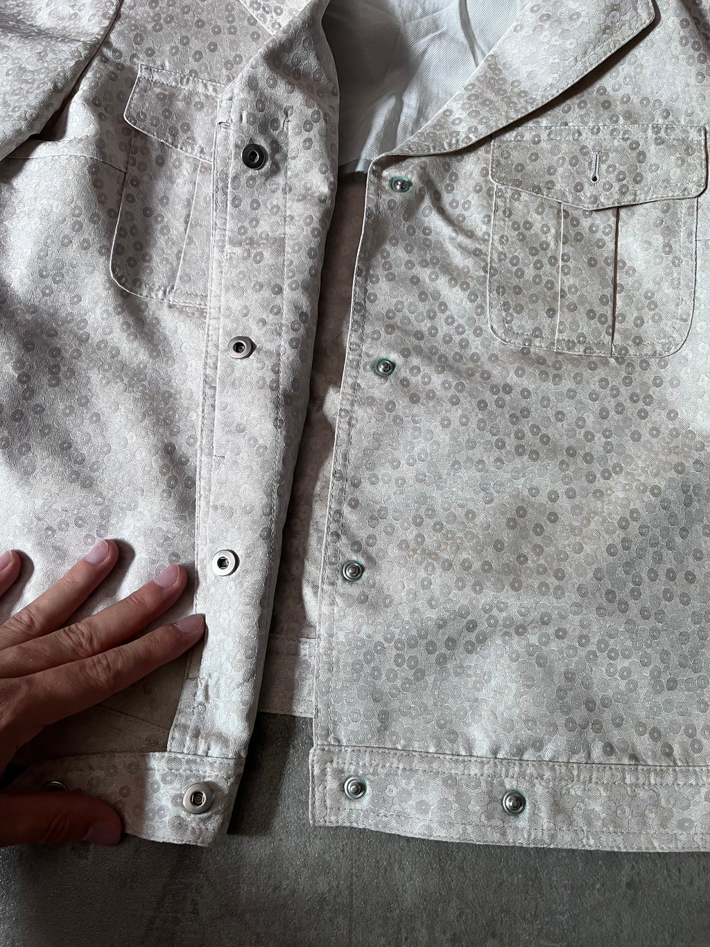 Dries Van Noten Polka Dot Silk Jacket Beige/White Women - L