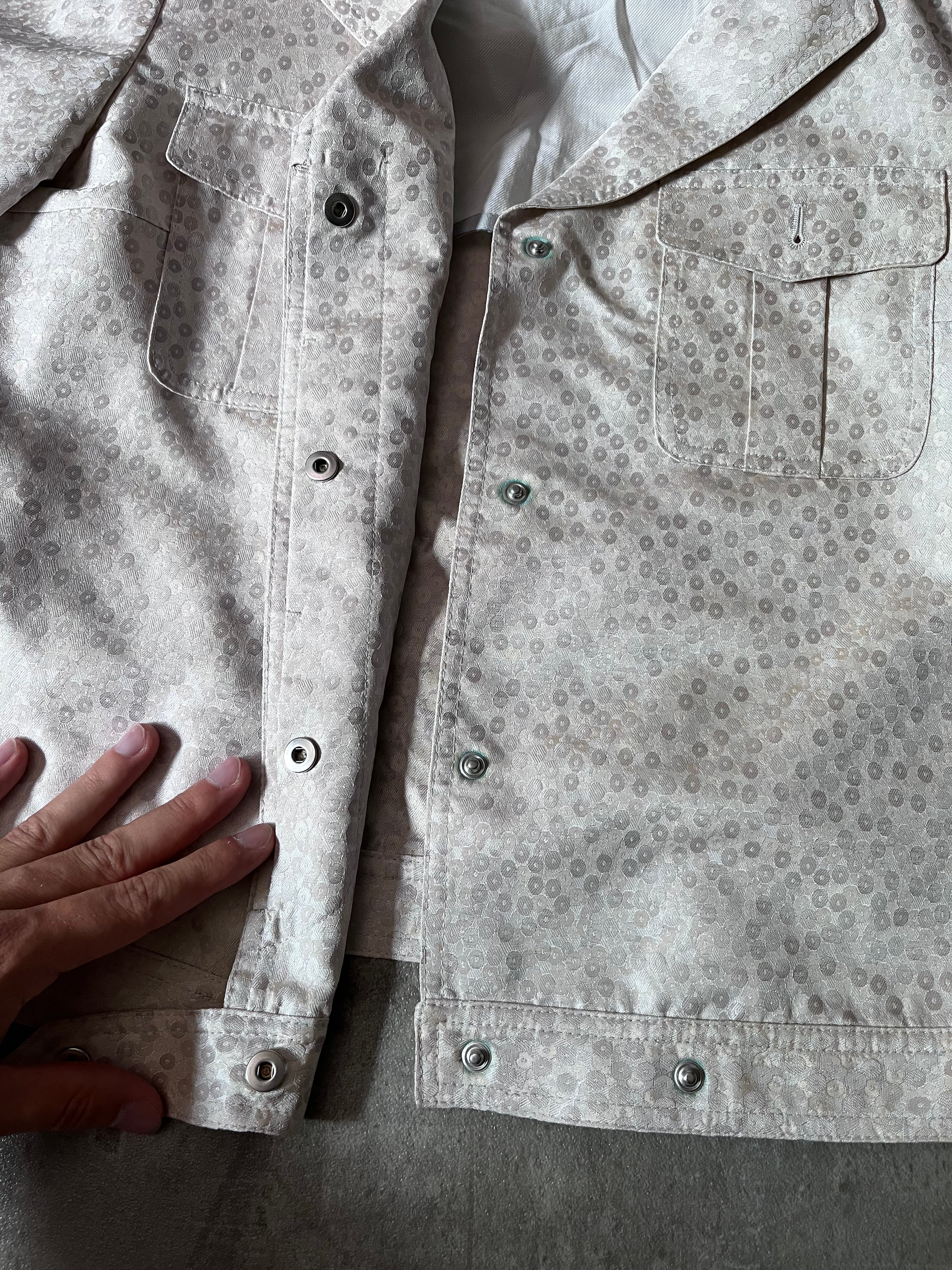 Dries Van Noten Polka Dot Silk Jacket Beige/White Women - L