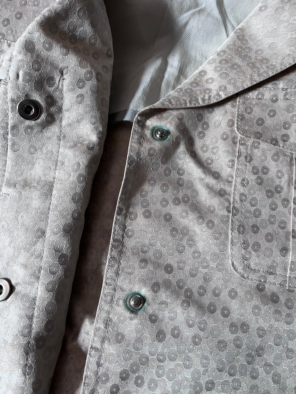 Dries Van Noten Polka Dot Silk Jacket Beige/White Women - L
