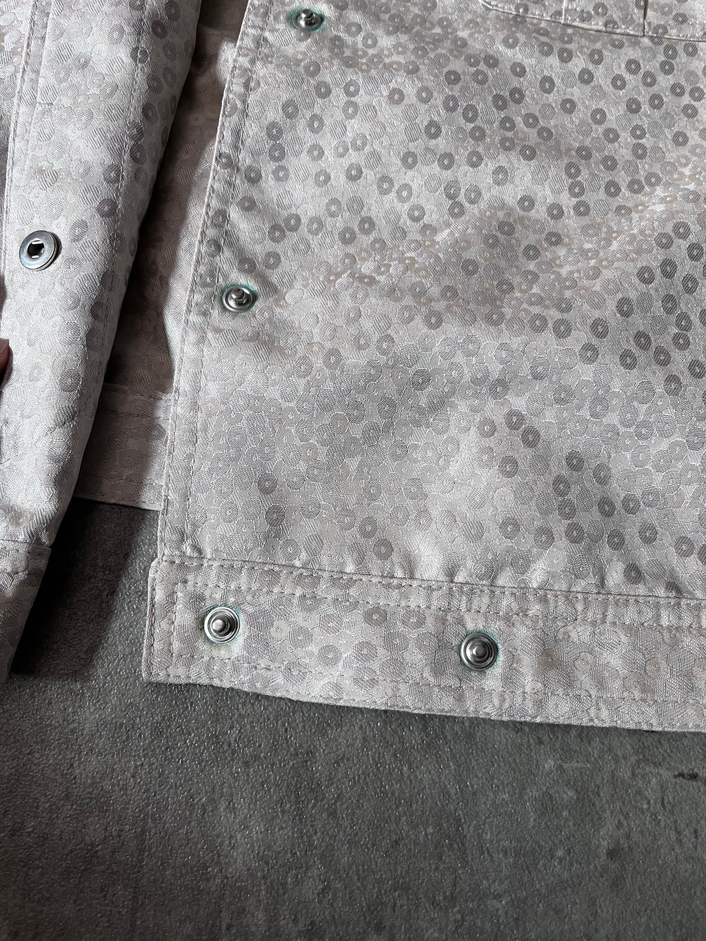 Dries Van Noten Polka Dot Silk Jacket Beige/White Women - L