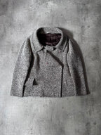 F/W 2009 Miu Miu Tweed Wool Double Breasted Jacket Grey Women - L