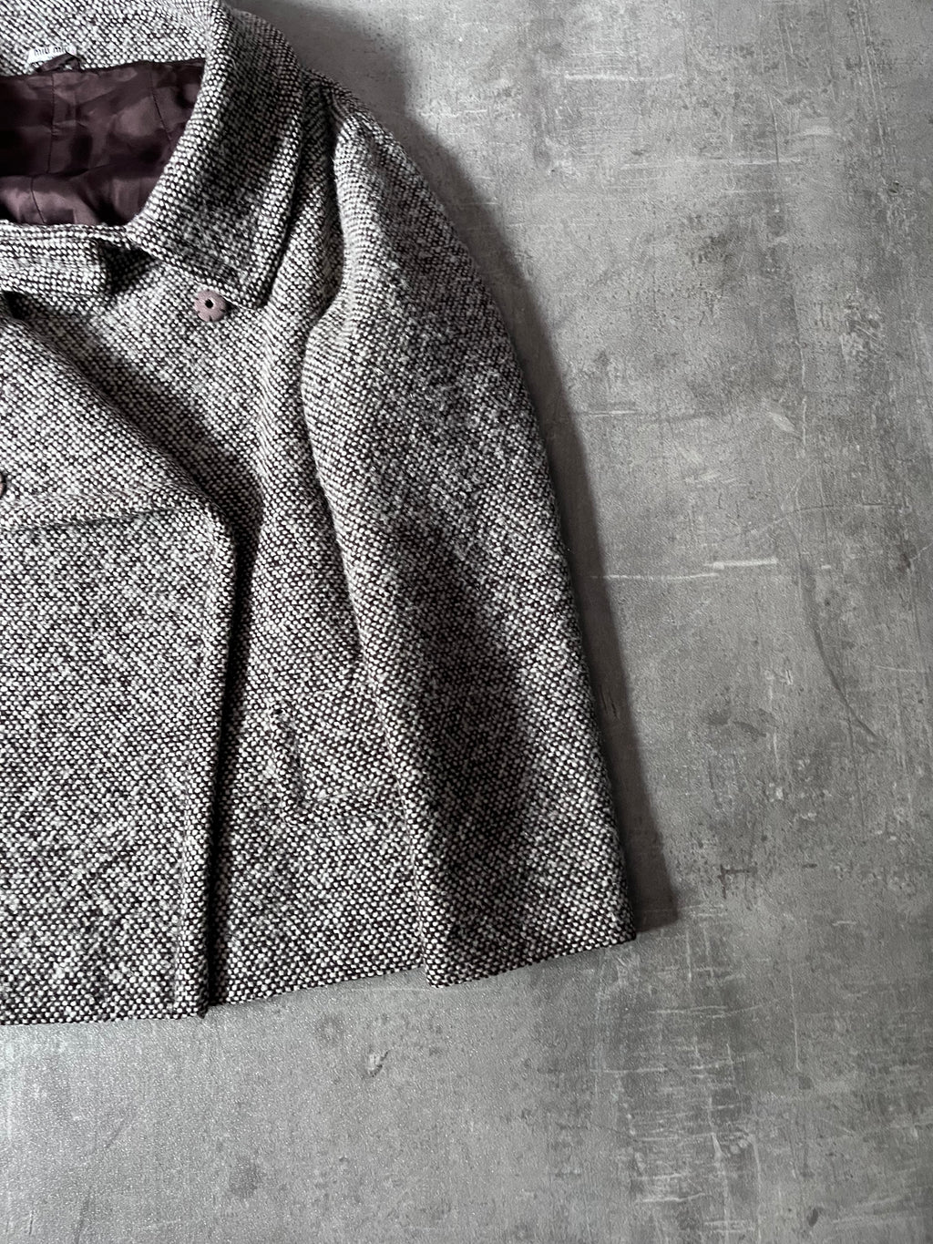 F/W 2009 Miu Miu Tweed Wool Double Breasted Jacket Grey Women - L