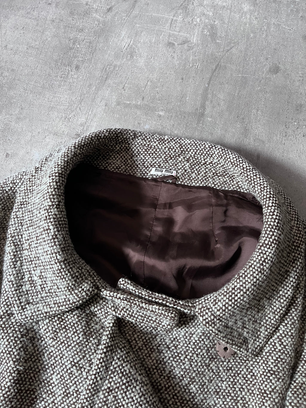 F/W 2009 Miu Miu Tweed Wool Double Breasted Jacket Grey Women - L